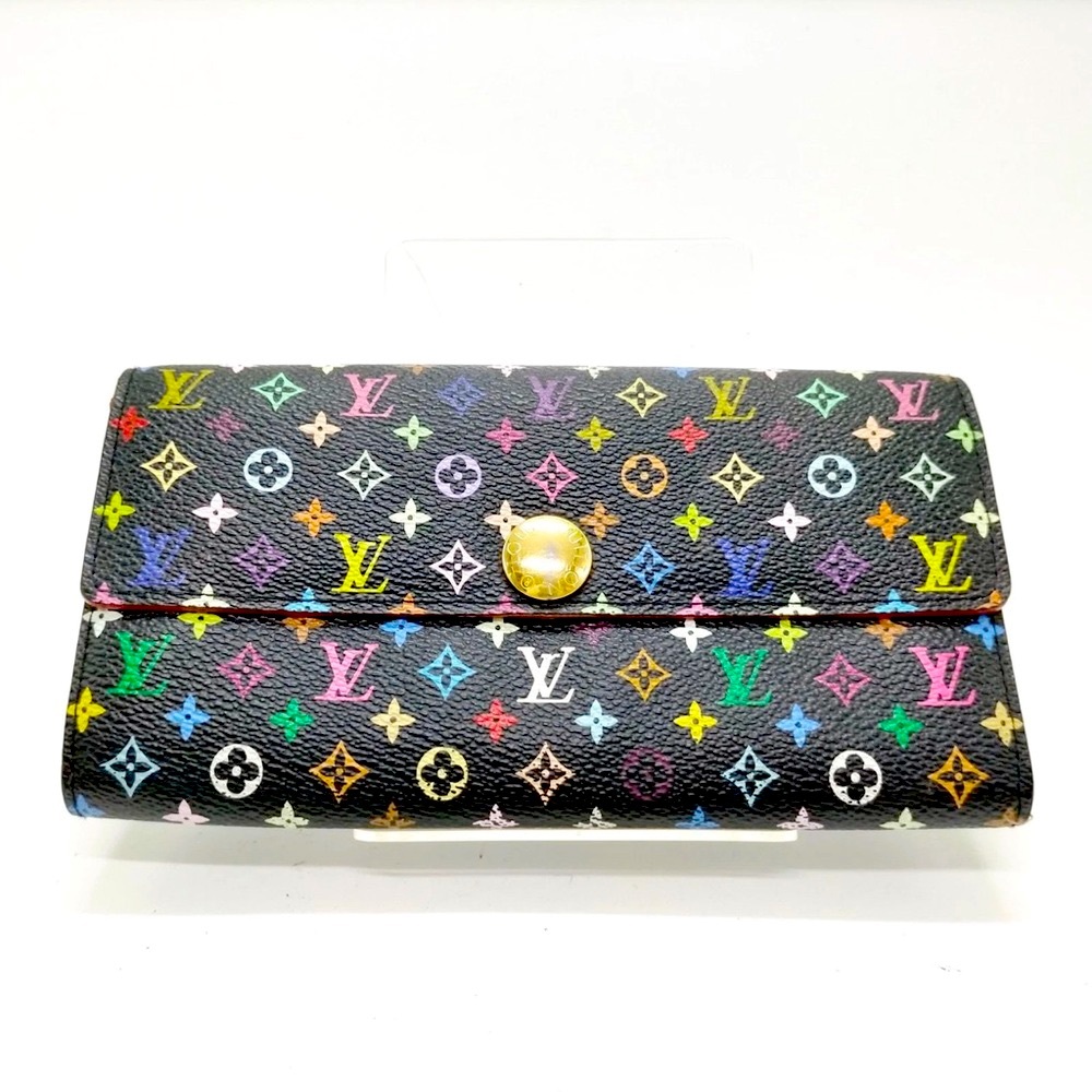 EUC Louis Vuitton Murakami Black Multicolore Sarah Long Wallet